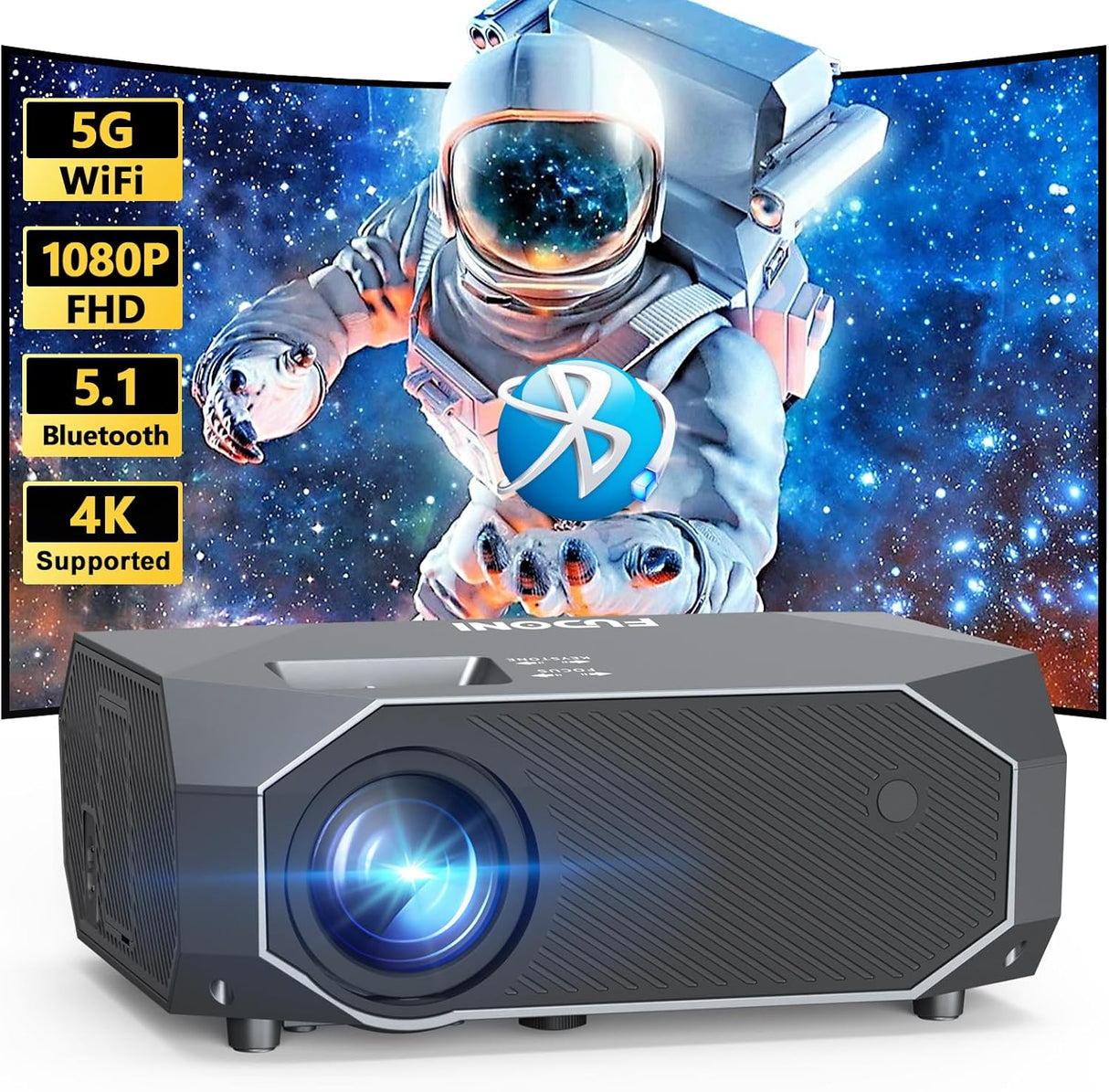 Proyector FUDONI 15000L 1080P 4K, WiFi 5G y Bluetooth