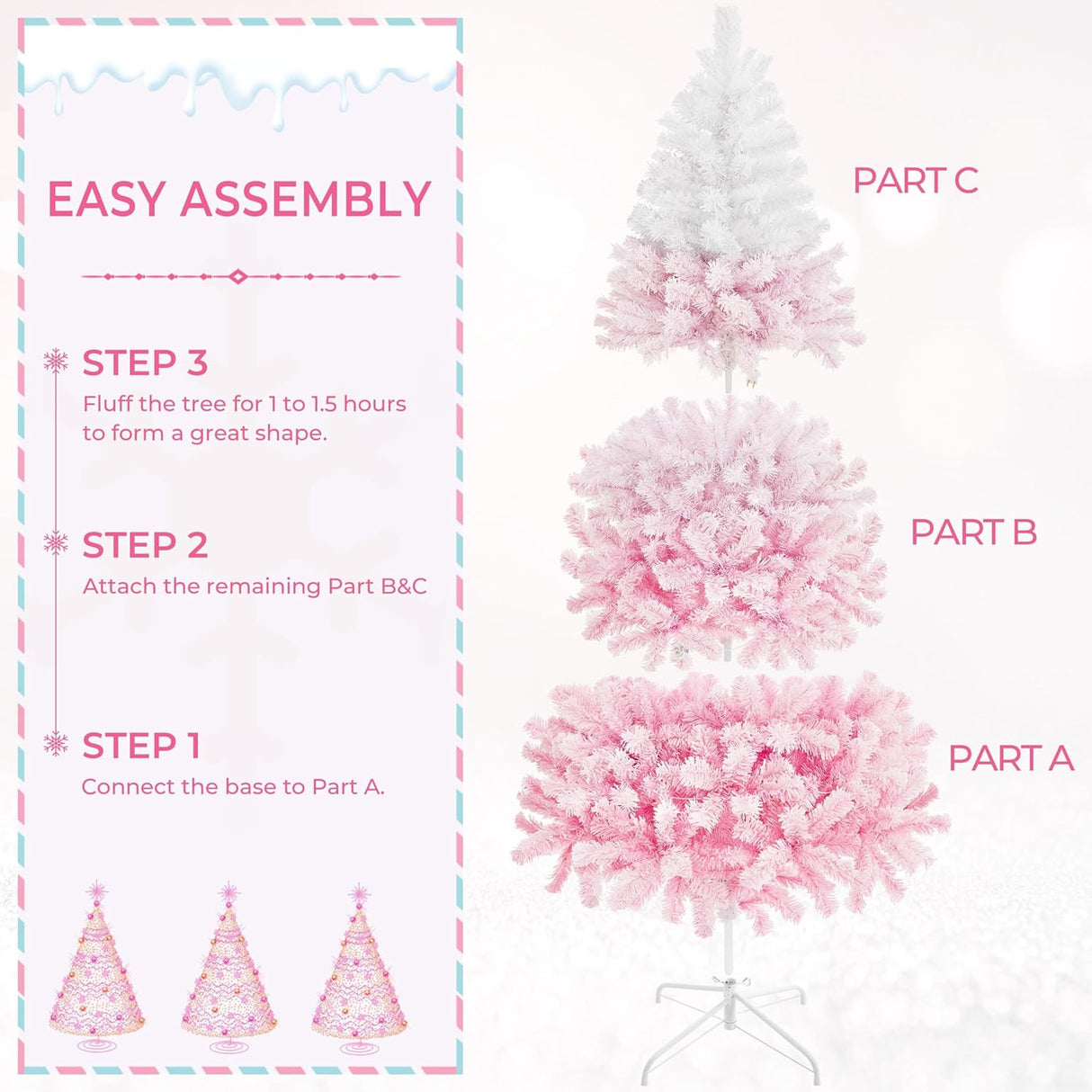 Árbol de Navidad artificial de 6 pies, preiluminado y nevado
