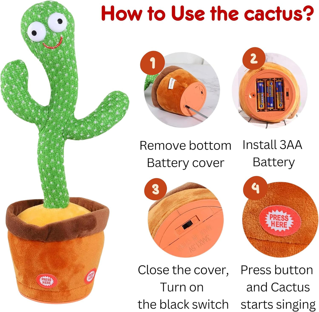 Muñeco Interactivo Cactus Bailarín  Canta y Imita,120 Canciones