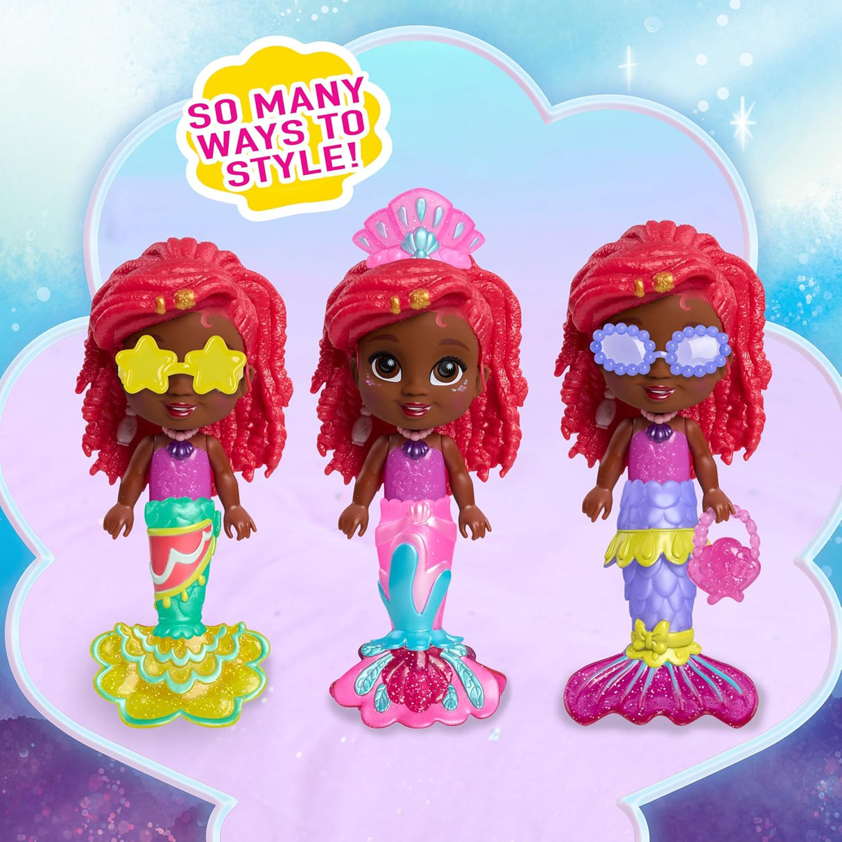 Muñeca Ariel Pop Tails Deluxe 19 Piezas Just Play 7.5 Pulgadas