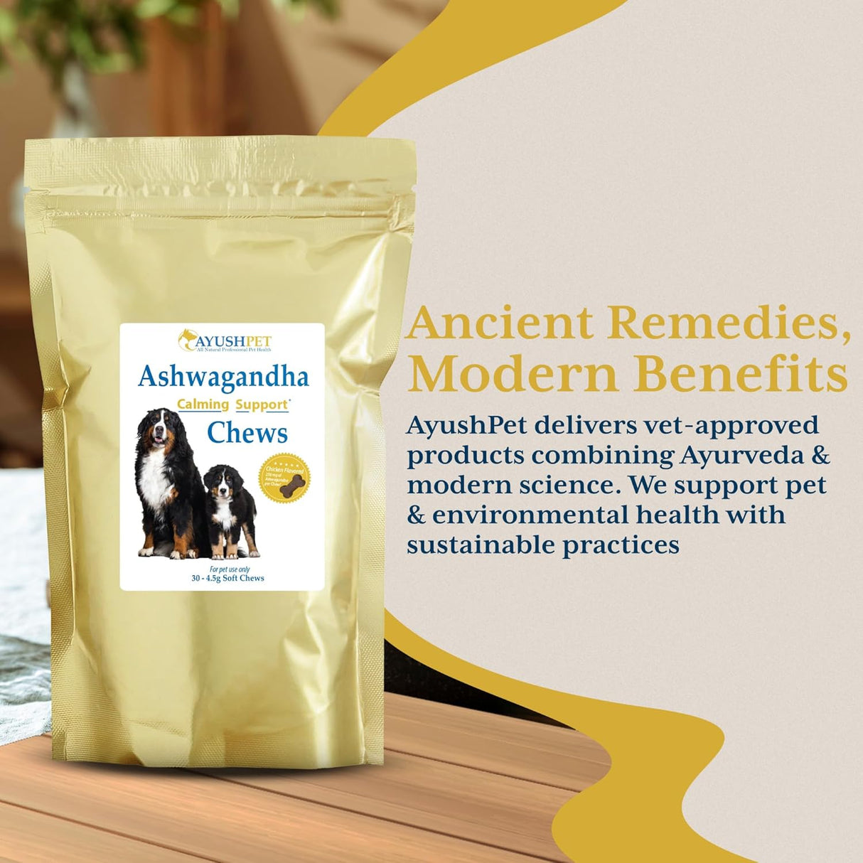 Ayush Pet Chews Calmantes Ayurvédicos para Mascotas 30 Unidades