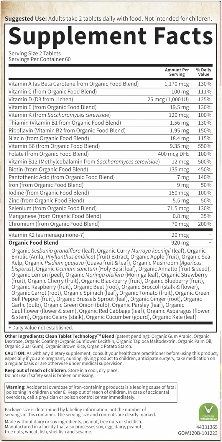 Garden of Life Multivitamínico Orgánico Mujer, 120 Tabletas