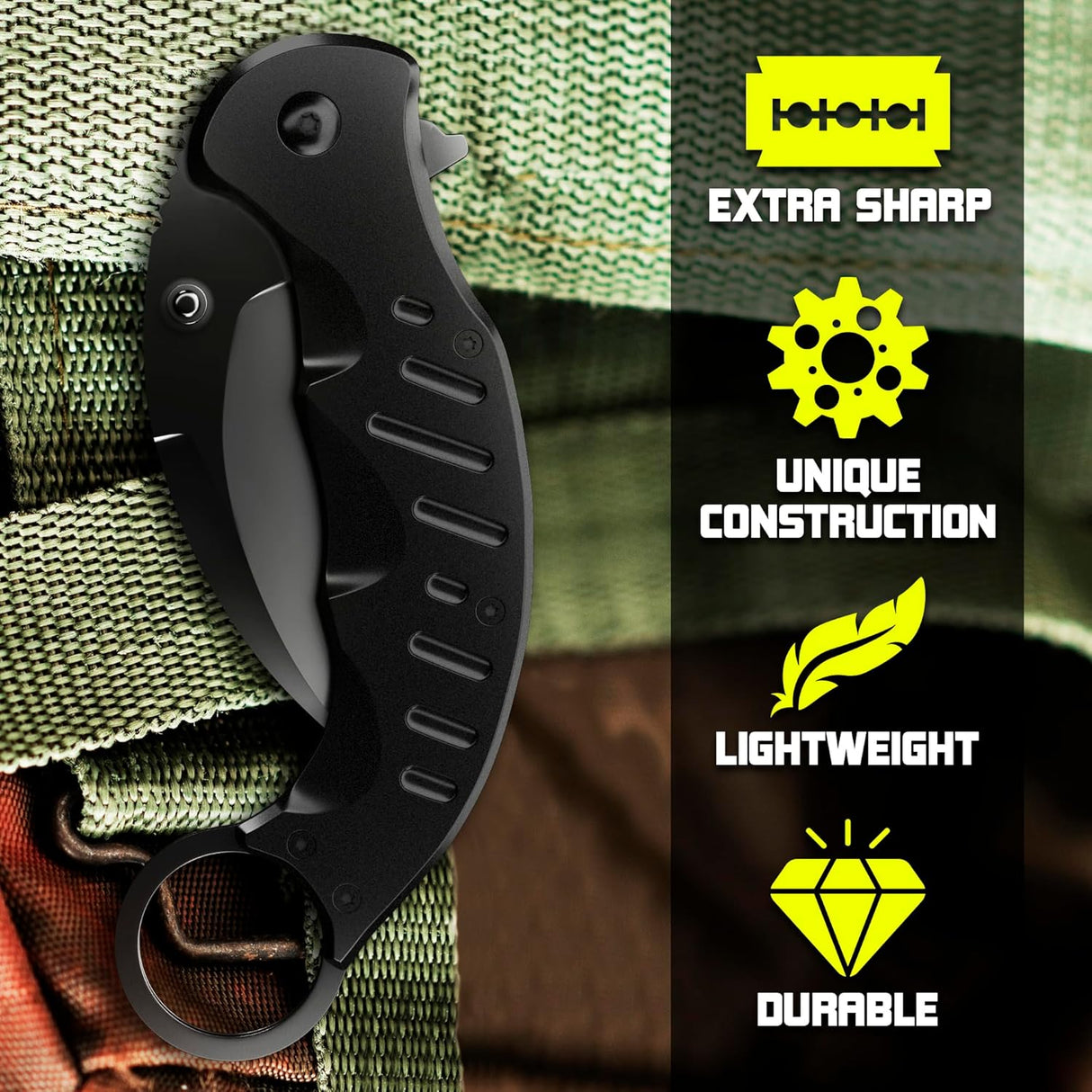 Cuchillo Karambit Táctico de Resorte para Caza y Camping