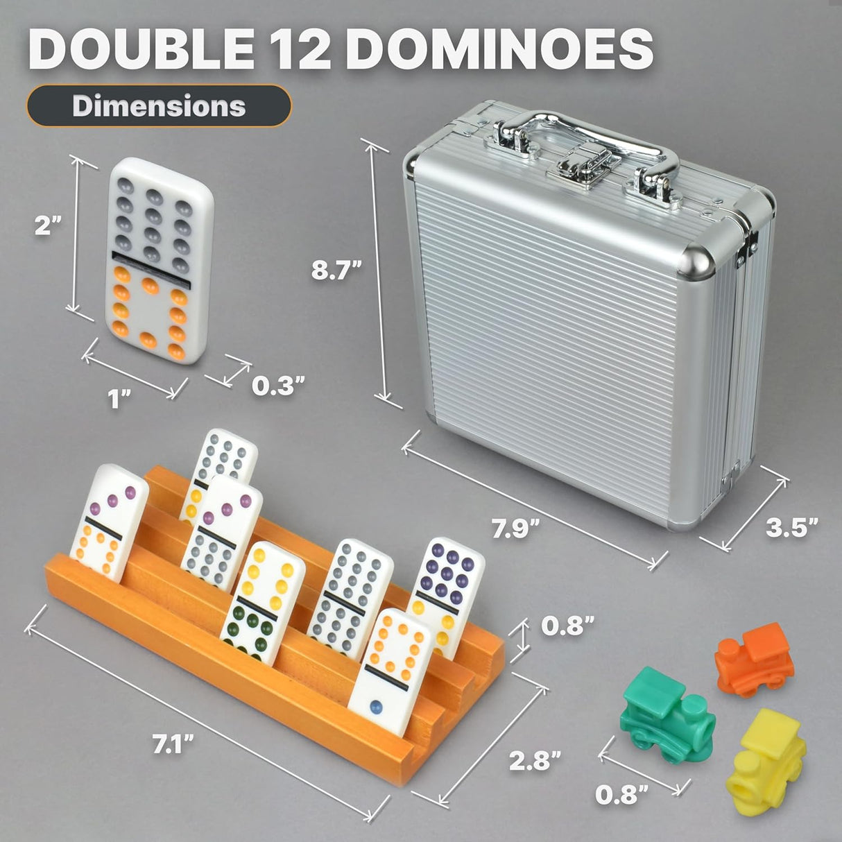 Juego de dominó mexicano Queensell Doble 12 con 4 soportes