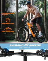 Bicicleta eléctrica Racer 21 velocidades 750W, 375Wh, E-MTB