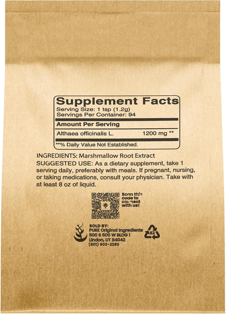 Suplemento PURE ORIGINAL  Extracto de raíz de malvavisco 4oz