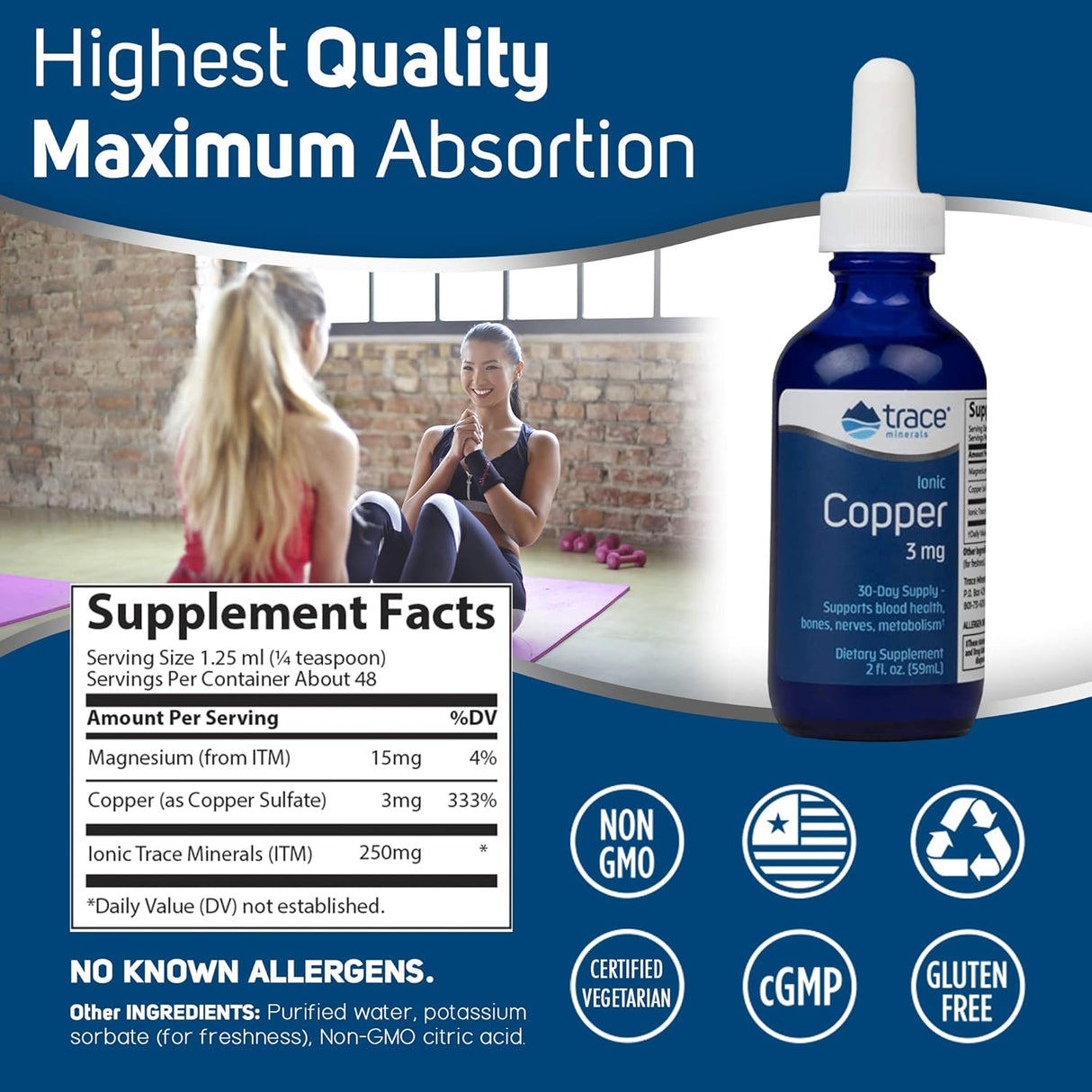 TracesMinerals Cobre Iónico Apoyo Óseo y Energía 2 fl oz