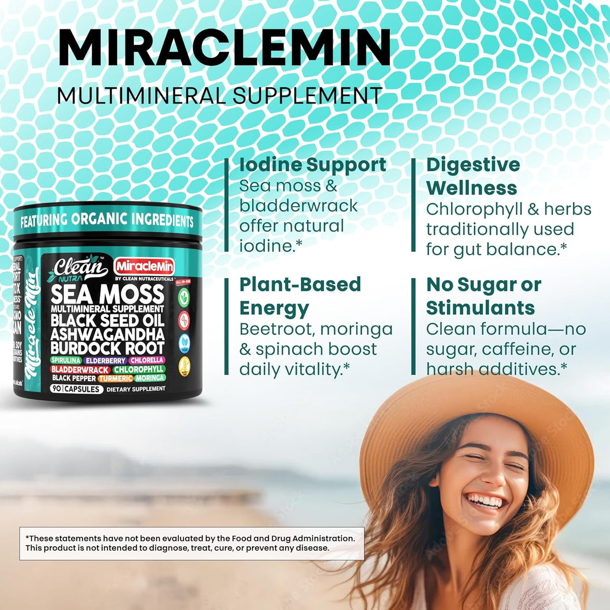 Capsulas de Nutra Sea Moss con Ashwagandha, 90 Vegan – MiracleMin