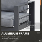 Solaste Juego de muebles de aluminio para exteriores, 4 piezas, sofá seccional de conversación con mesa, color gris