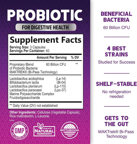 Suplemento Probióticos con prebióticos para apoyo a la salud