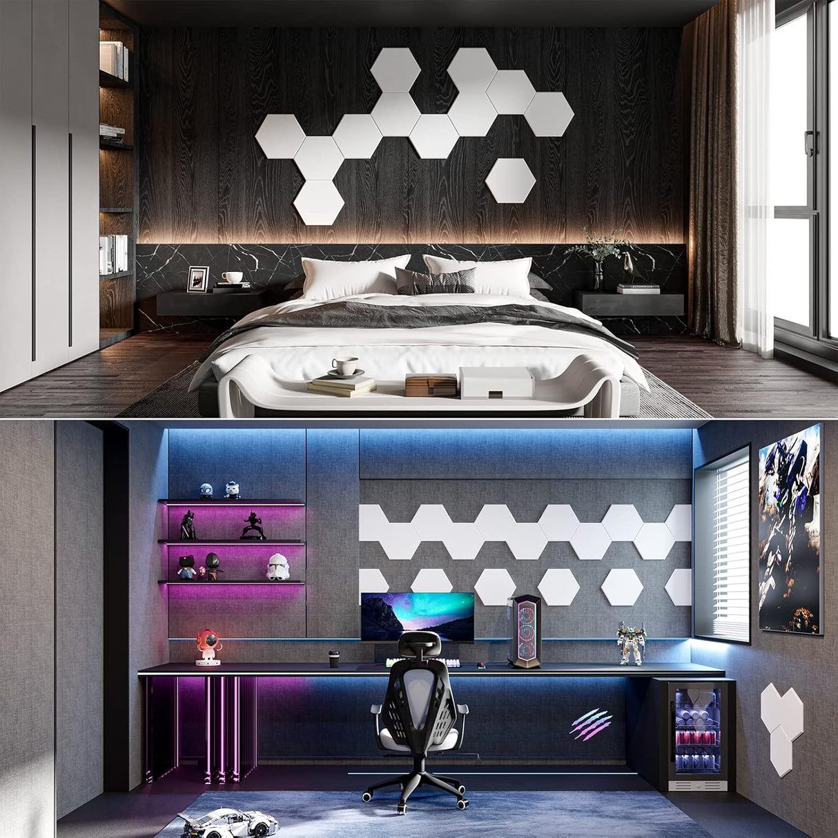 Paneles Acústicos Autoadhesivos 12 x 10 - Alta Densidad, Hexagonales