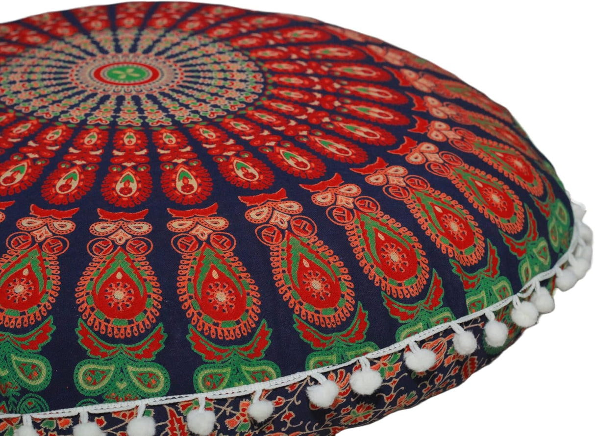 Cojín redondo grande para el suelo, funda otomana, almohada para meditación, cojín de suelo para adultos, puf otomano, fundas de tiro otomano, muebles de sala de manualidades, funda de 22 pulgadas