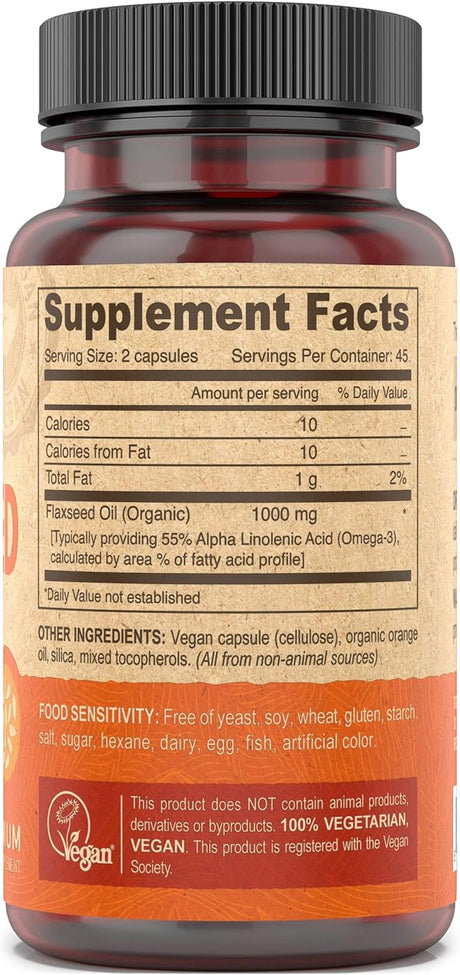 Aceite de Linaza Vegano DEVA - 90 Cápsulas Vegetales