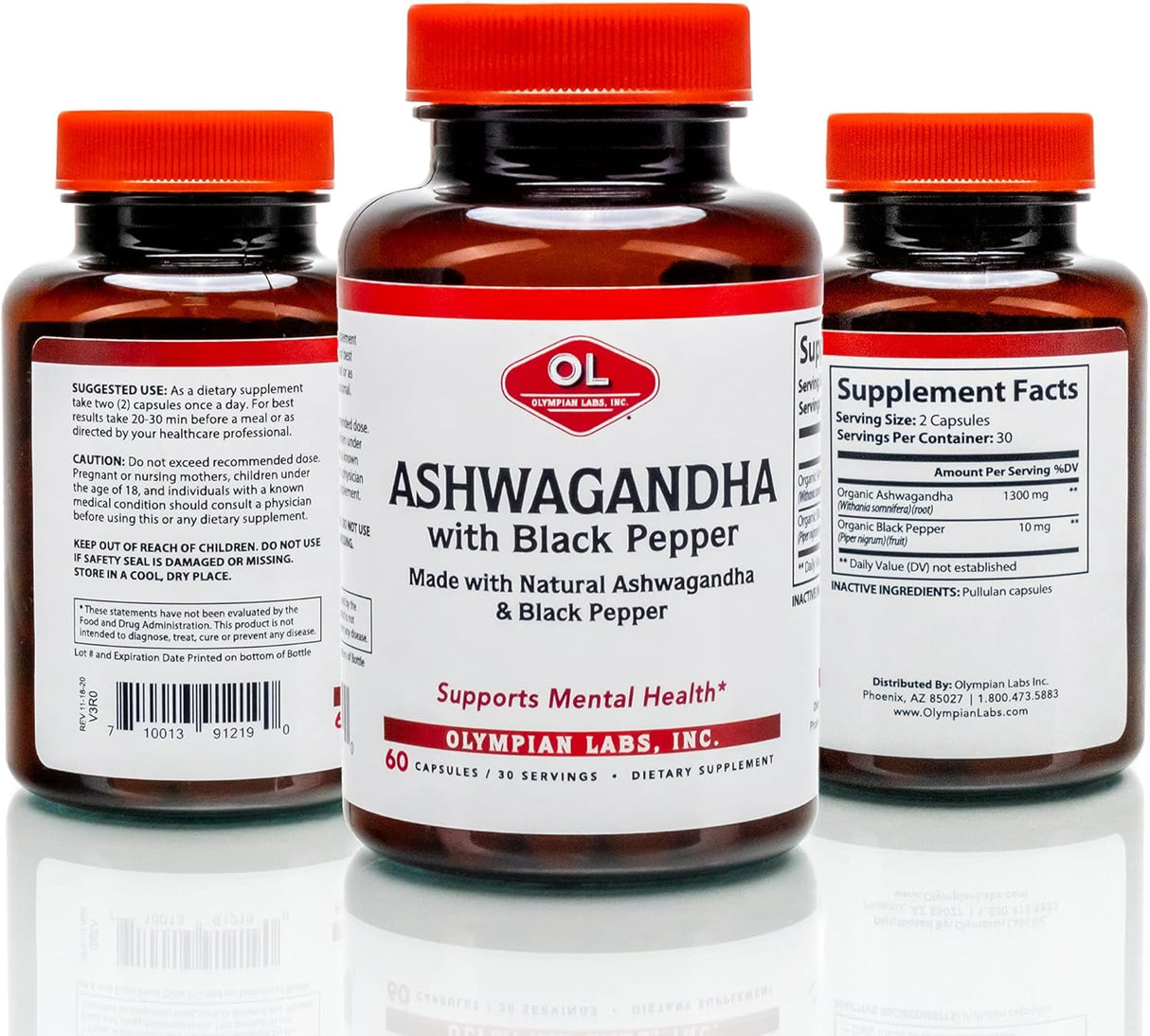 Ashwagandha Orgánica Olympian Labs - 60 Cápsulas Veganas
