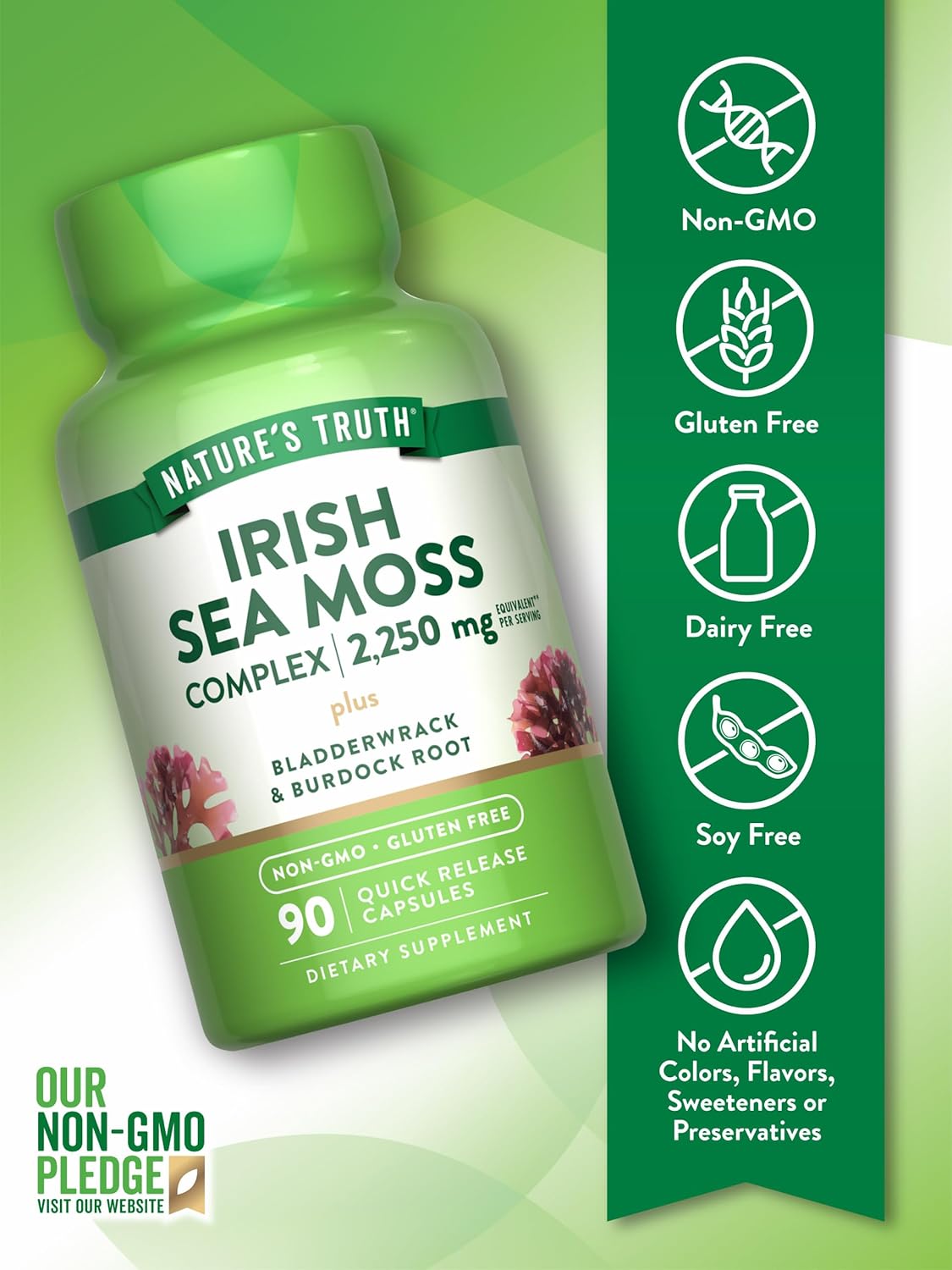 Suplemento Irish Sea Moss Nature's Truth 2,250mg 90 cápsulas