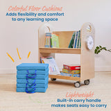 ECR4Kids SoftZone - Cojines de suelo, cuadrados, asientos flexibles, color azul francés, 6 piezas