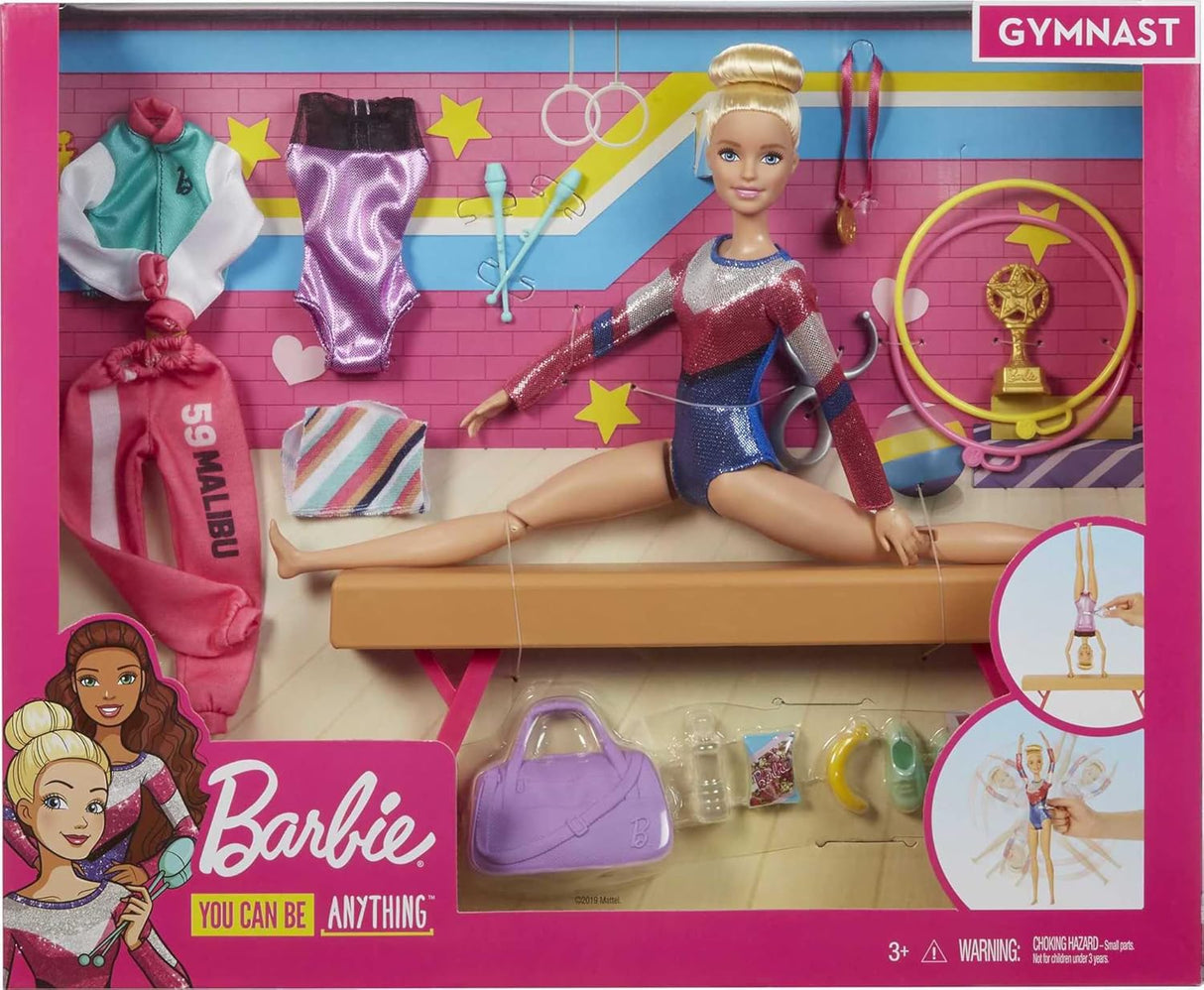 Barbie Carreras Juguete Set con Gimnasia y Accesorios