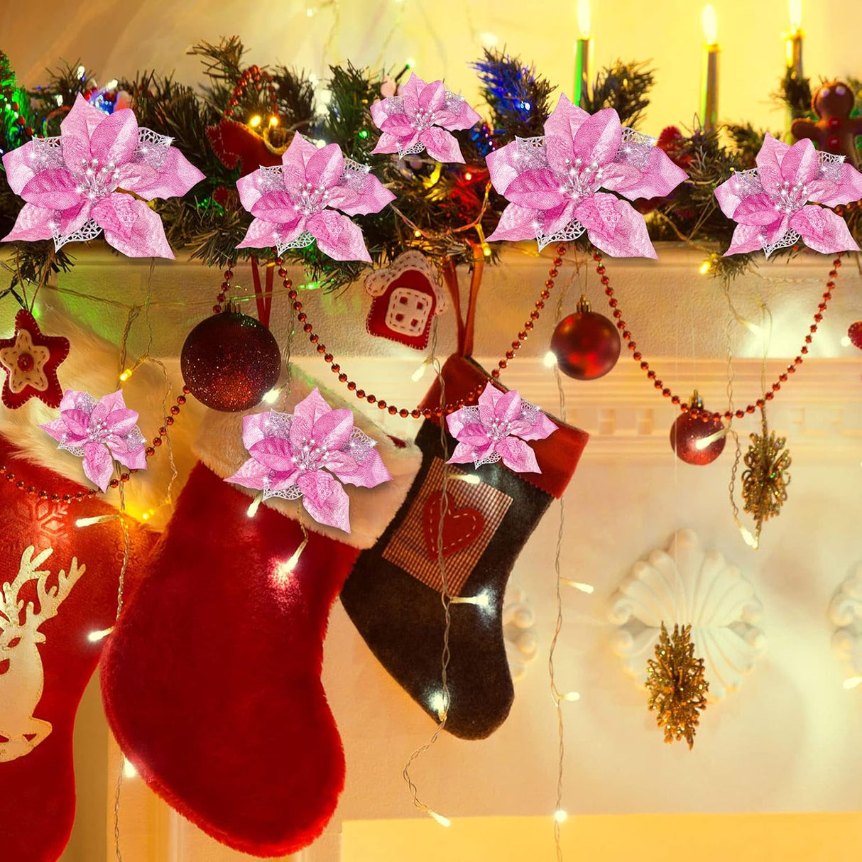 Flores artificiales navideñas WILLBOND 36 Piezas Poinsettia