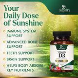 Suplemento de Vitamina D3 5000 IU, Nature's, 60 Tabletas Chewable