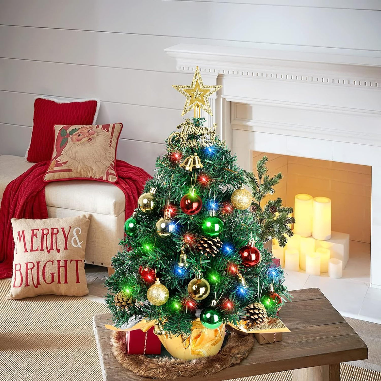 Árbol de Navidad Mini 22 con 30 Luces LED, Decoración Navidad