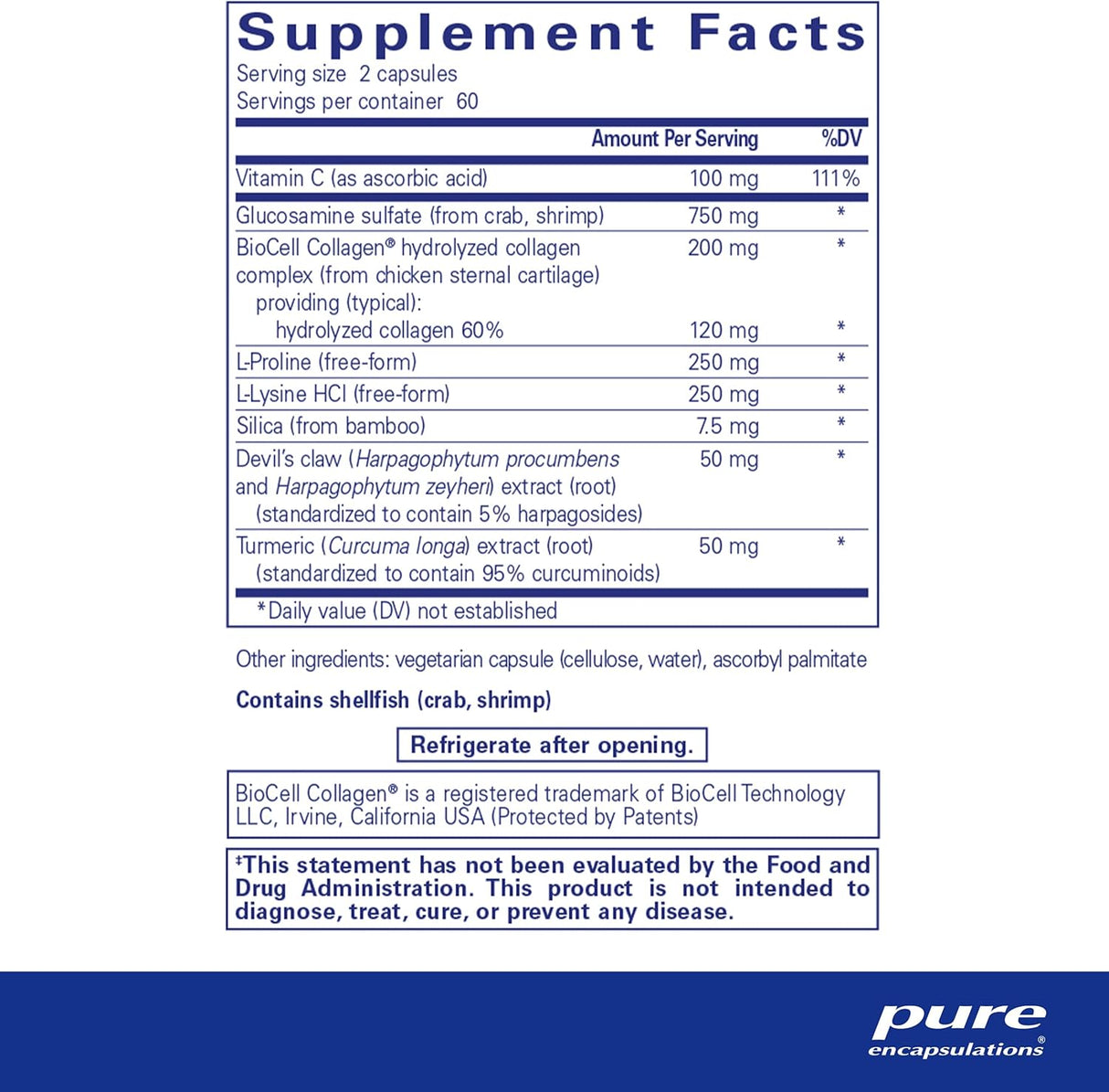 Suplemento Ligament Restore Pure Encapsulations 120 Cápsulas