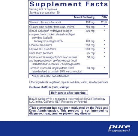 Suplemento Ligament Restore Pure Encapsulations 120 Cápsulas