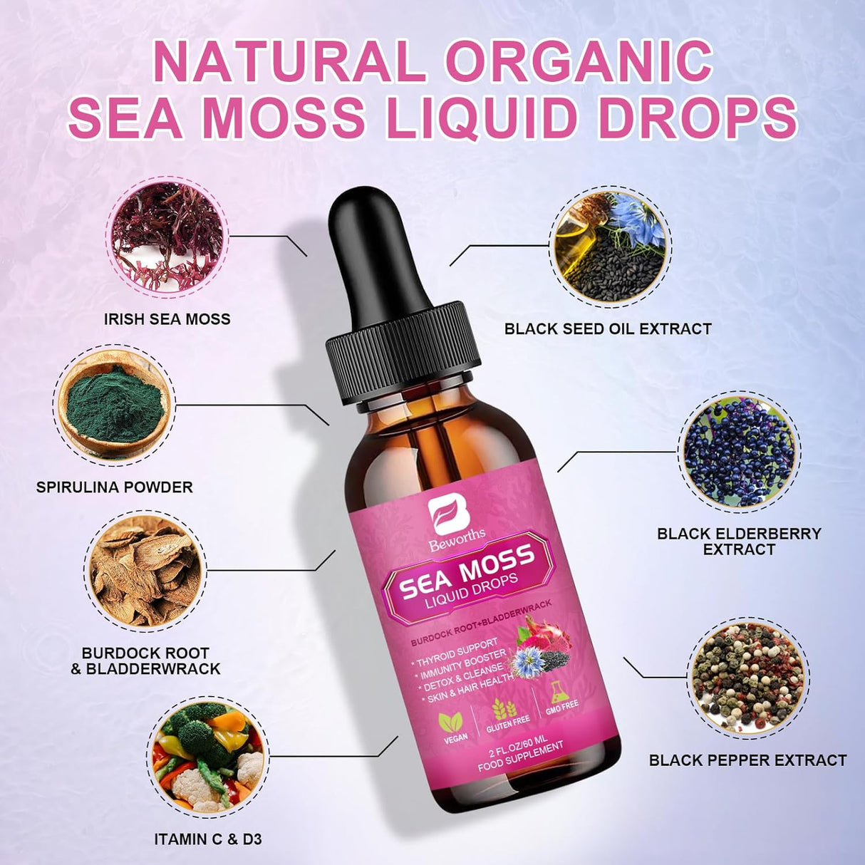 Sea Moss Líquido Orgánico - Potenciador de Salud Vegano 6X