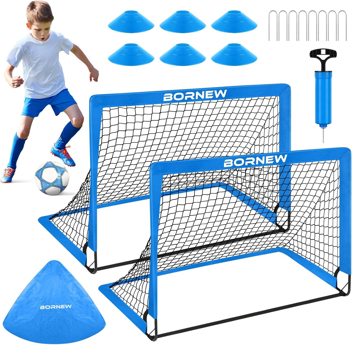2 porterias de futbol para diversión en patio, de niños