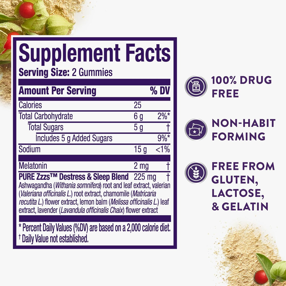 ZzzQuil PURE Zzzs Gomas Calmantes con Ashwagandha, 42 u