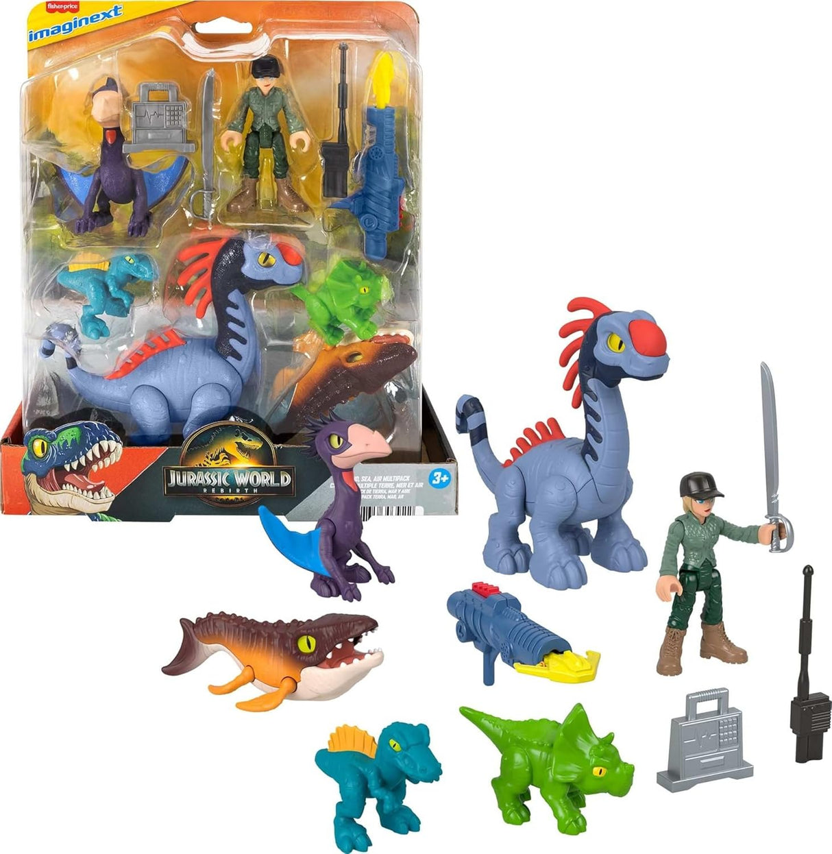 Set de figuras Fisher-Price Imaginext Jurassic World con 5 dinosaurios y lanzador