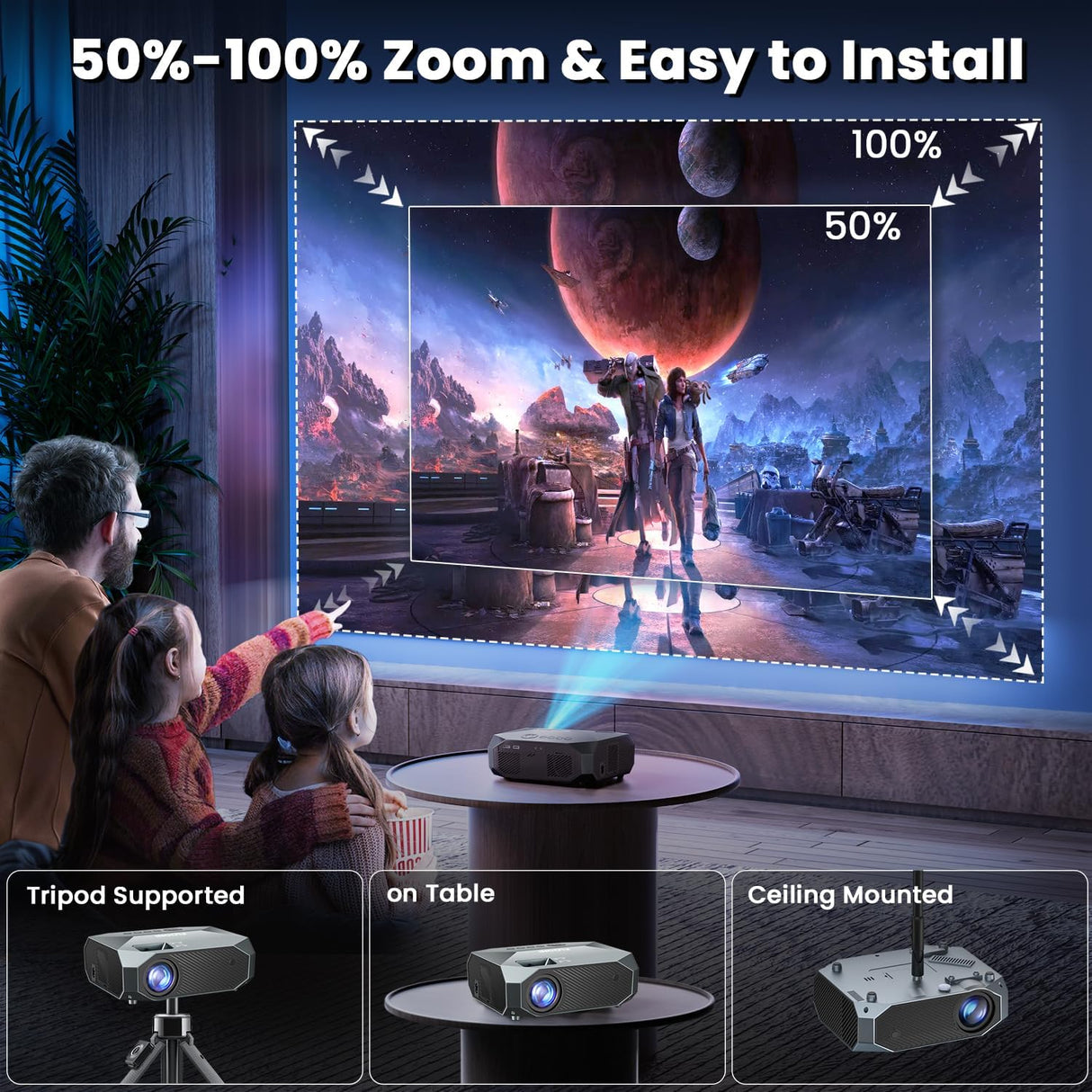 Proyector FUDONI 15000L 1080P 4K, WiFi 5G y Bluetooth