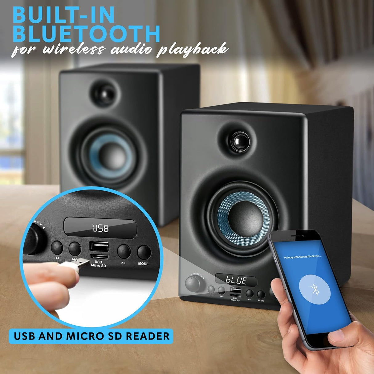 Parlantes Portátiles con Bluetooth PYLE-HOME PBKSP33BK