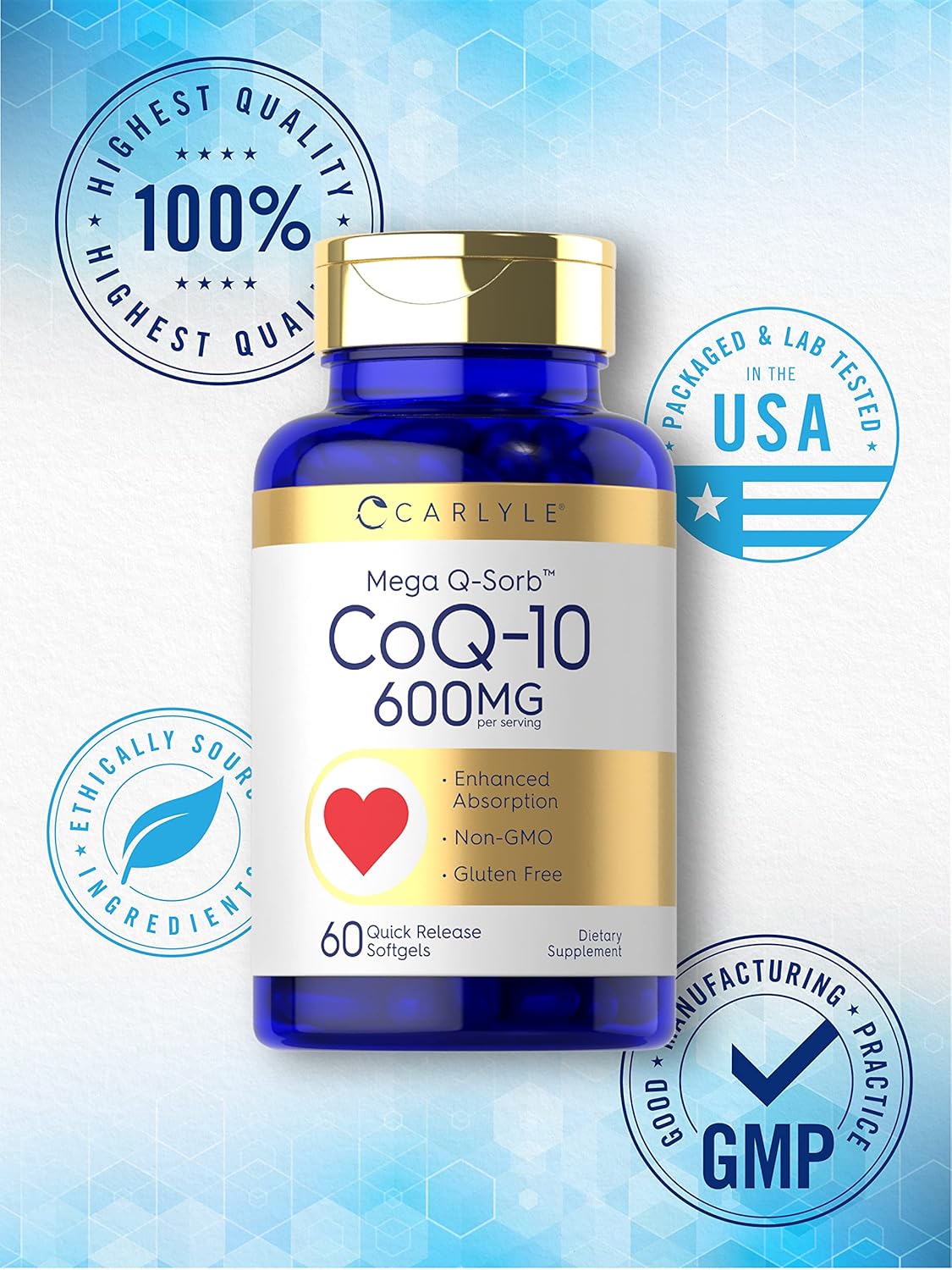 Carlyle CoQ10 600 mg | 60 Softgels | con Pimienta Negra