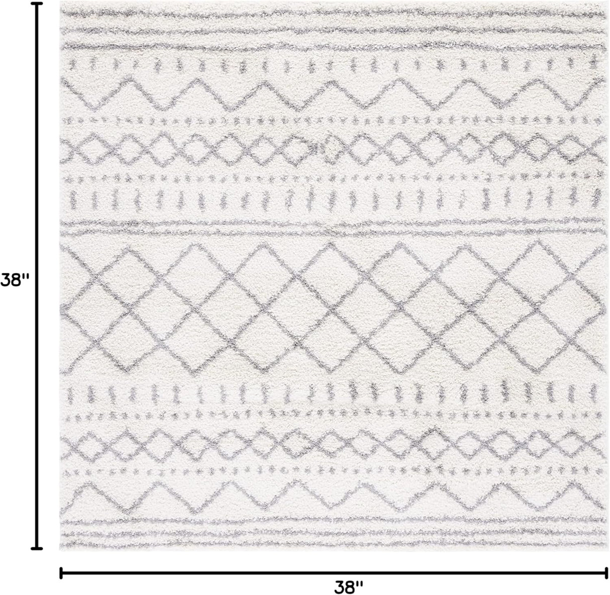 Alfombra Área Cuadrada, Diseño Marroquí, 1.6 Pulgadas, ASG741F-3SQ