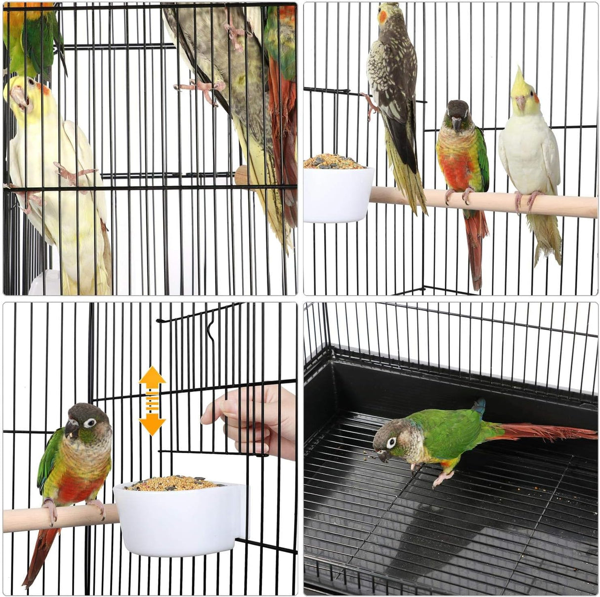 Jaula de loro con tapa abierta con soporte desmontable