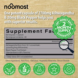 Cápsulas Orgánicas de Ashwagandha 2700mg, Vegan, 2 Meses