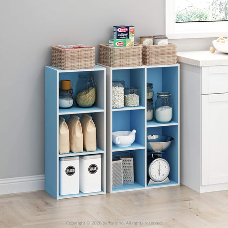 Estantería abierta reversible con 5 cubos - Modelo 11069WH/LBL