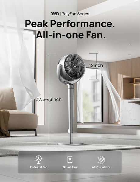 Ventilador oscilante Dreo, 9 velocidades, control inteligente
