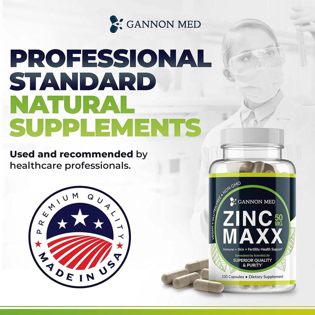 Suplementos de zinc - Inmunidad + piel + minerales de salud