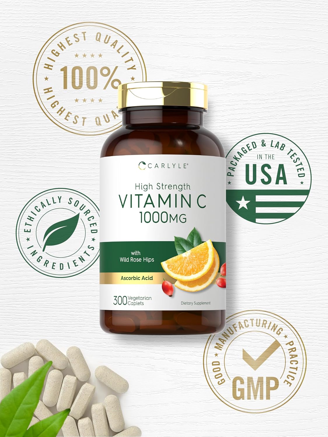 Carlyle Vitamina C 1000mg Caplets Non-GMO Gluten Free