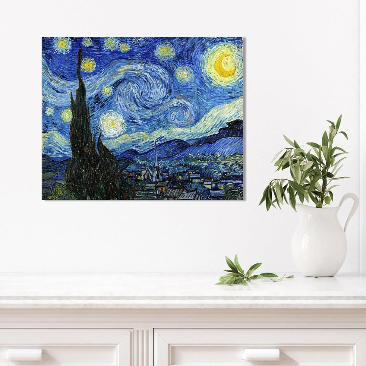 Reproducción de Noche Estrellada de Van Gogh, póster enmarcado
