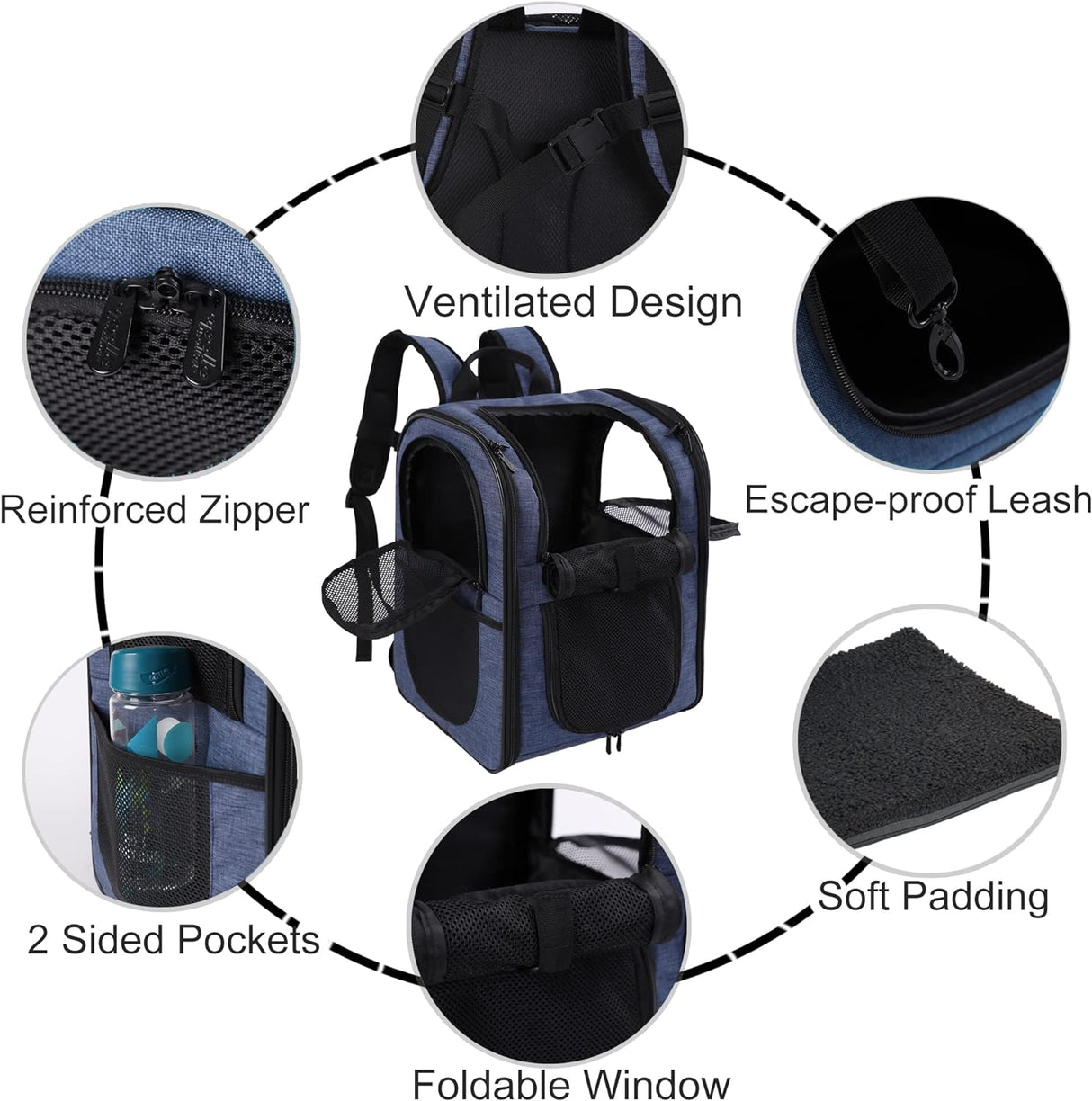Mochila para llevar gatos con respaldo acolchado de viajes