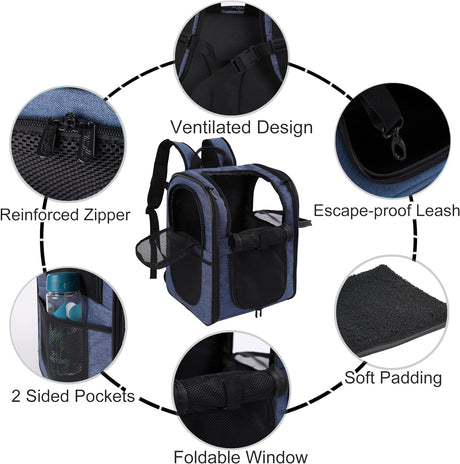 Mochila para llevar gatos con respaldo acolchado de viajes