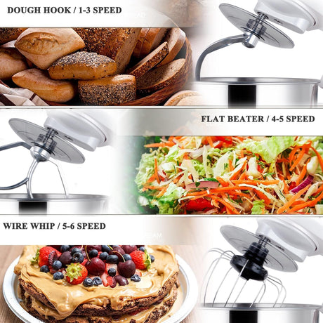 Batidora de pie 5-QT, 300W, 6+P, acero inoxidable, modelo 2023