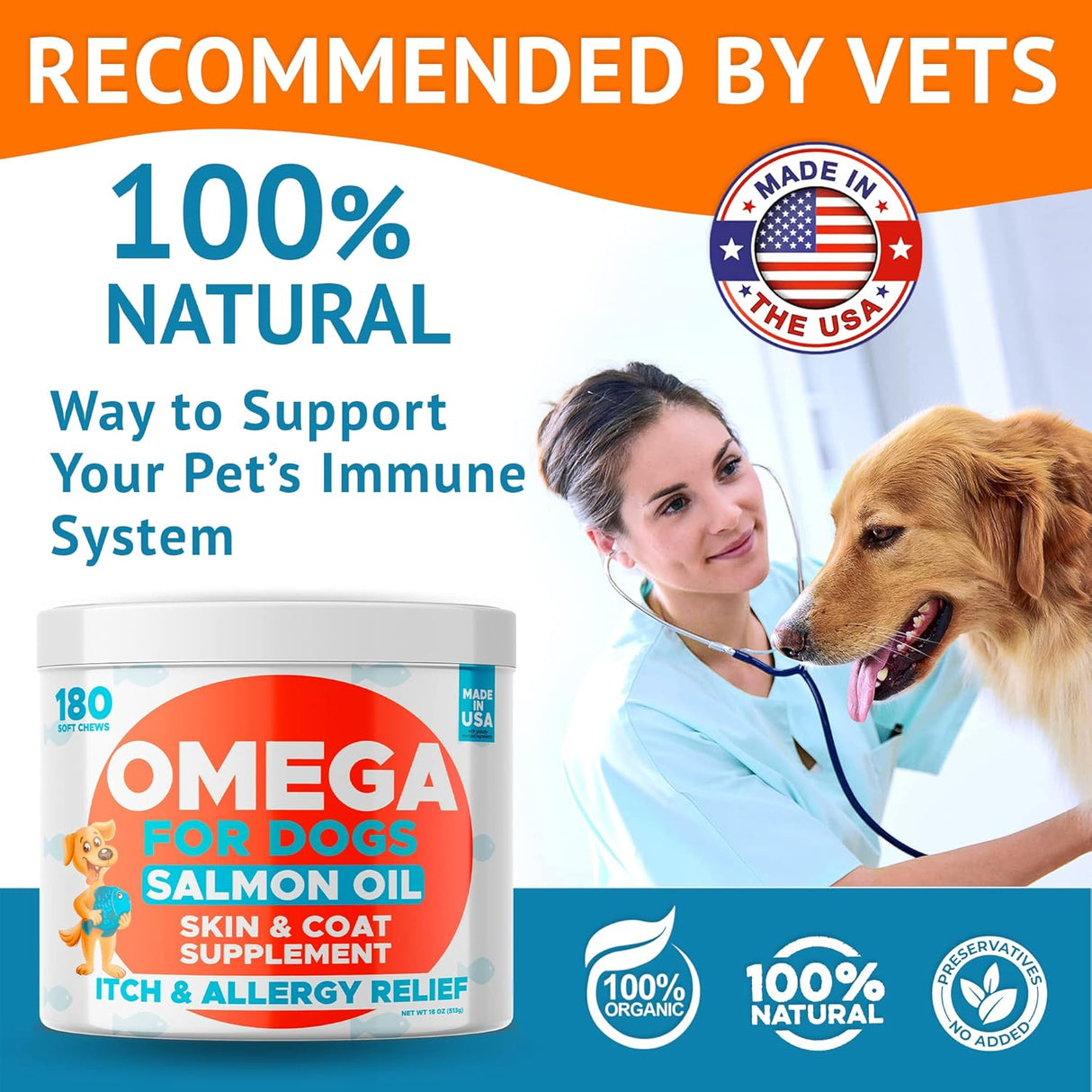 Vitaminas Aceite de pescado para perros Alivio de la piel