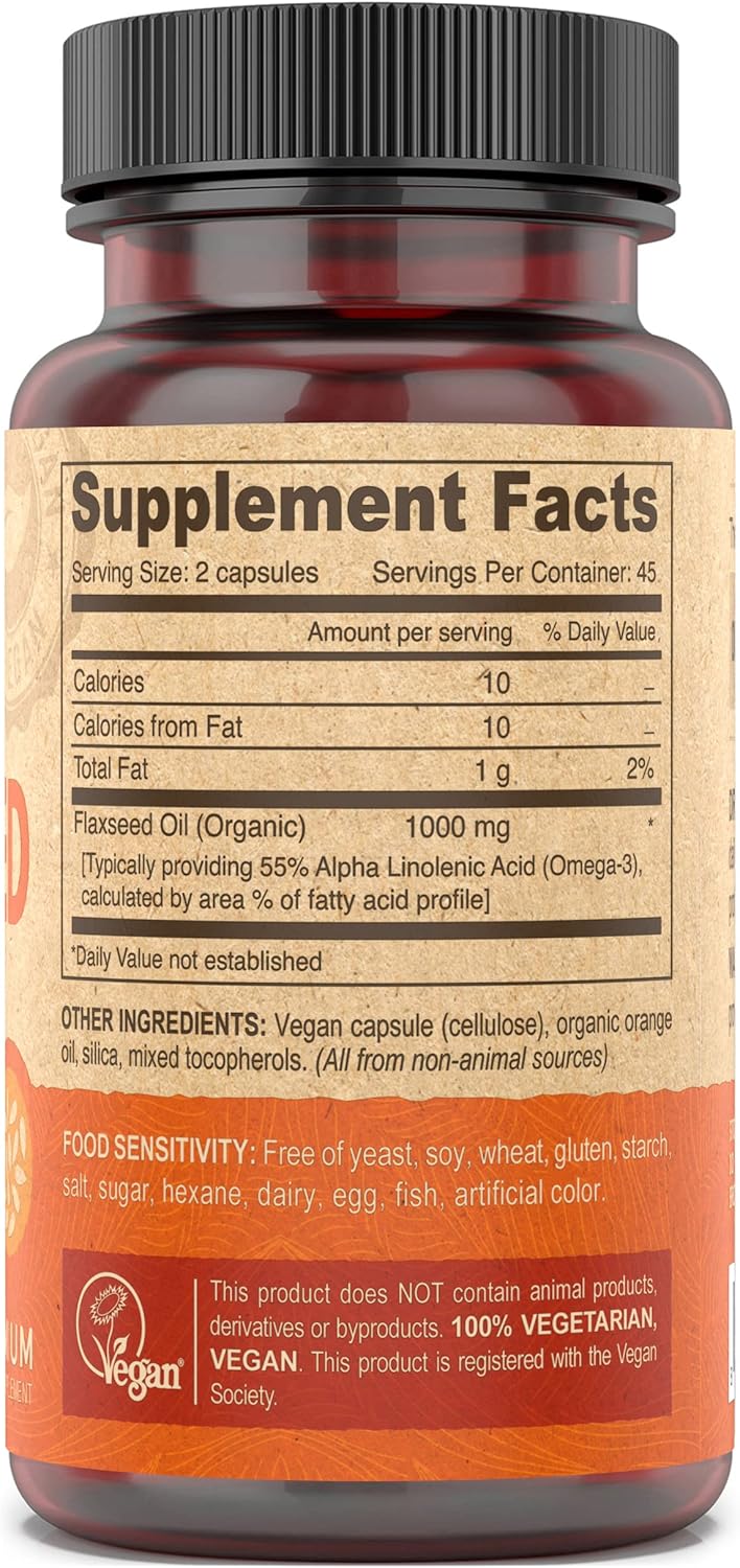 DEVA Vitaminas Veganas Aceite de Linaza Omega-3 90 Cápsulas