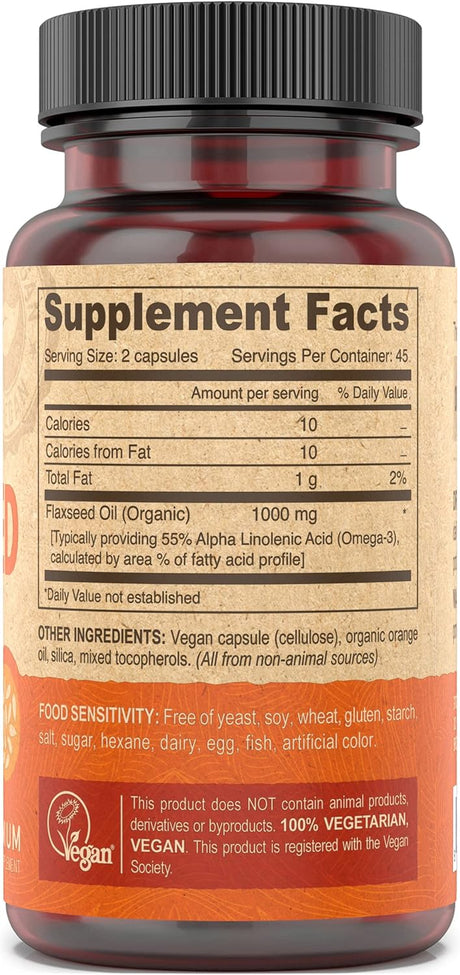 DEVA Vitaminas Veganas Aceite de Linaza Omega-3 90 Cápsulas