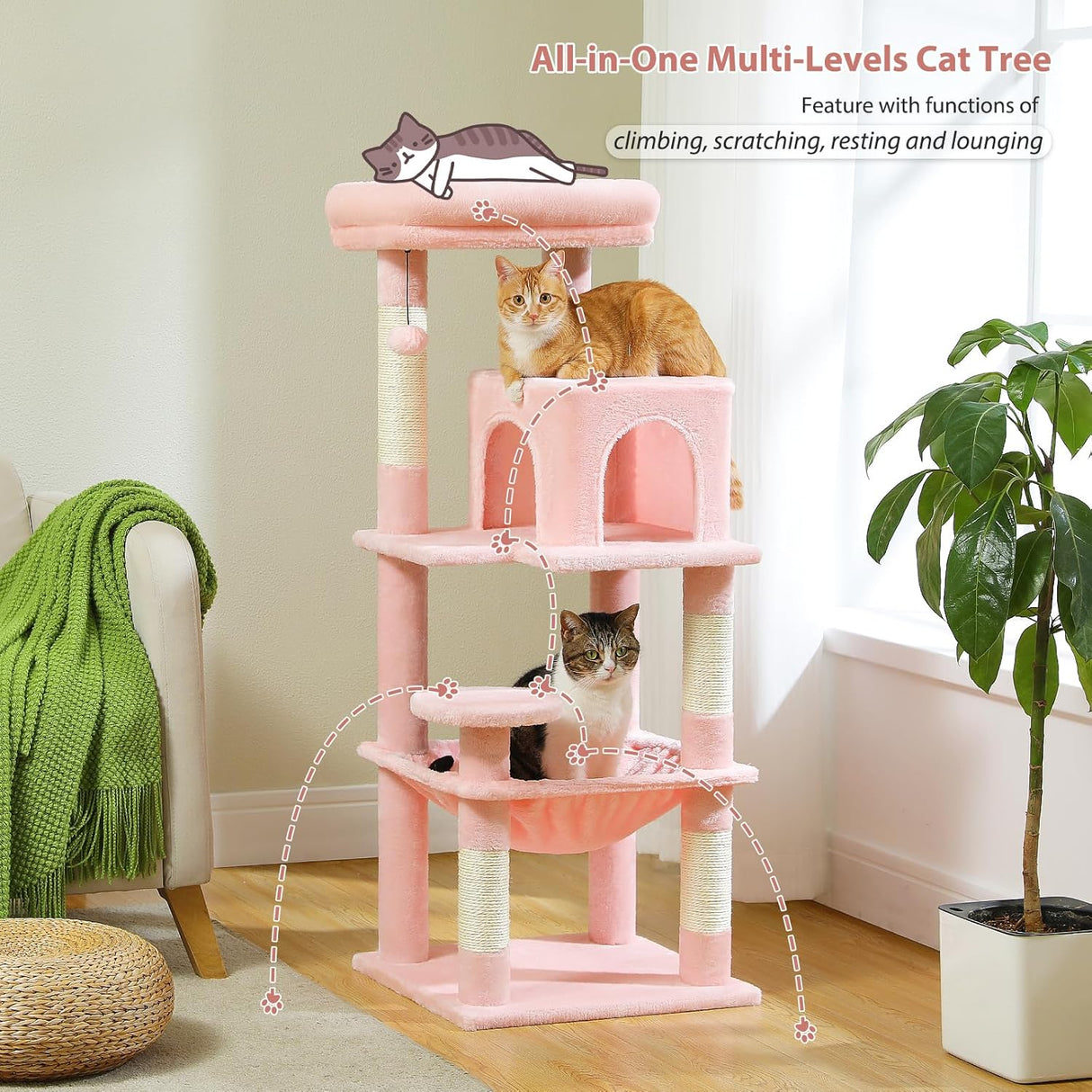 Árbol para gatos PETEPELA 5 niveles, marco metálico, modelo 45.7
