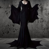 Disfraz Morticia YOGFIT con mangas de murciélago para Halloween