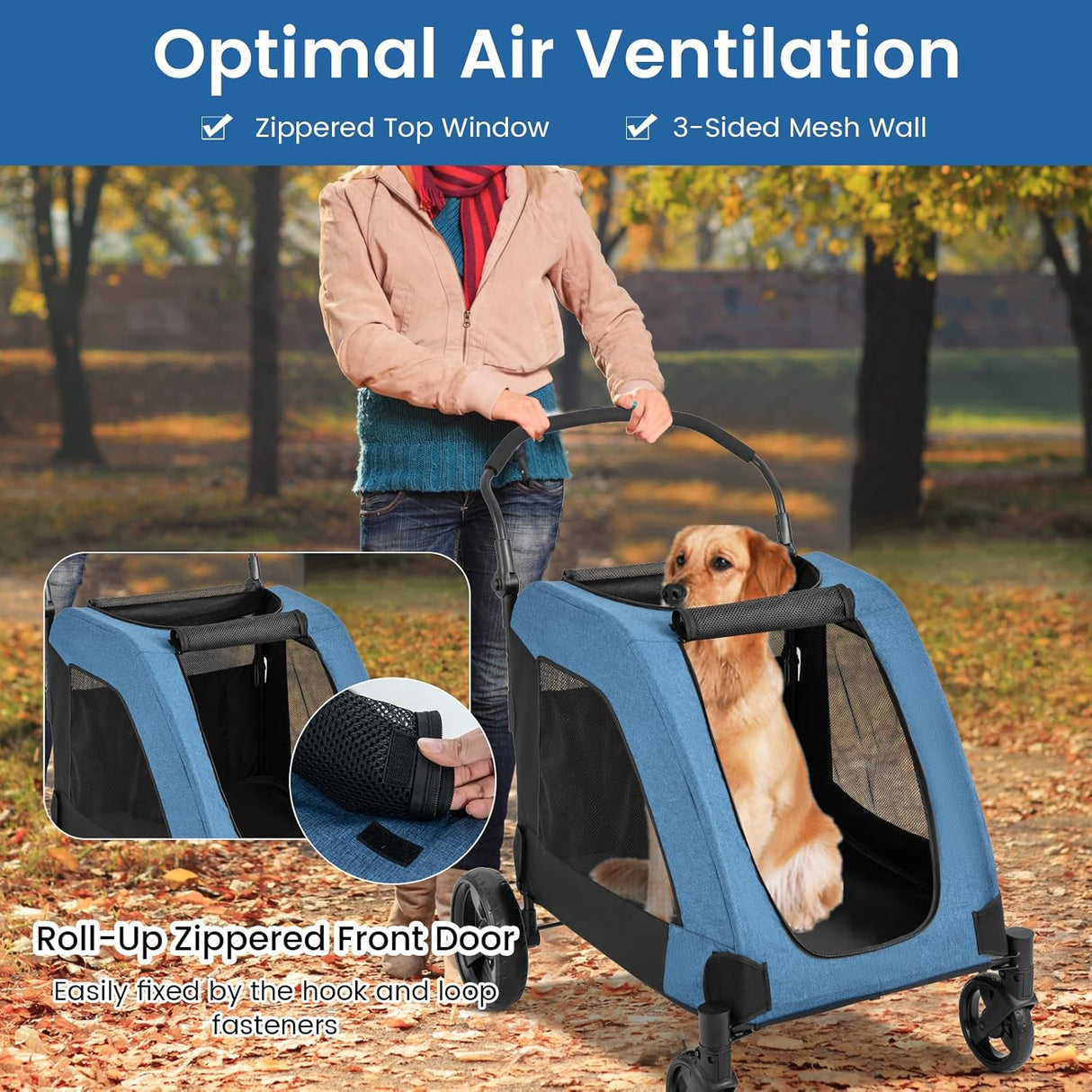 Carrito para Perros Grande Giantex - Plegable, 132 lbs, Ajustable